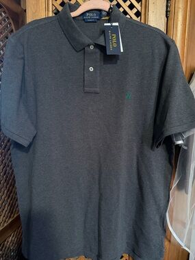 Ralph Lauren Polo Shirt in Charcoal with Green Pony
